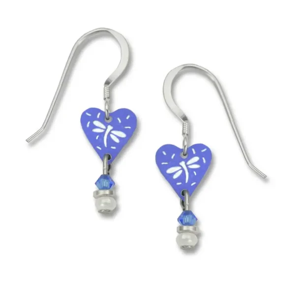 blue dragonfly heart earrings