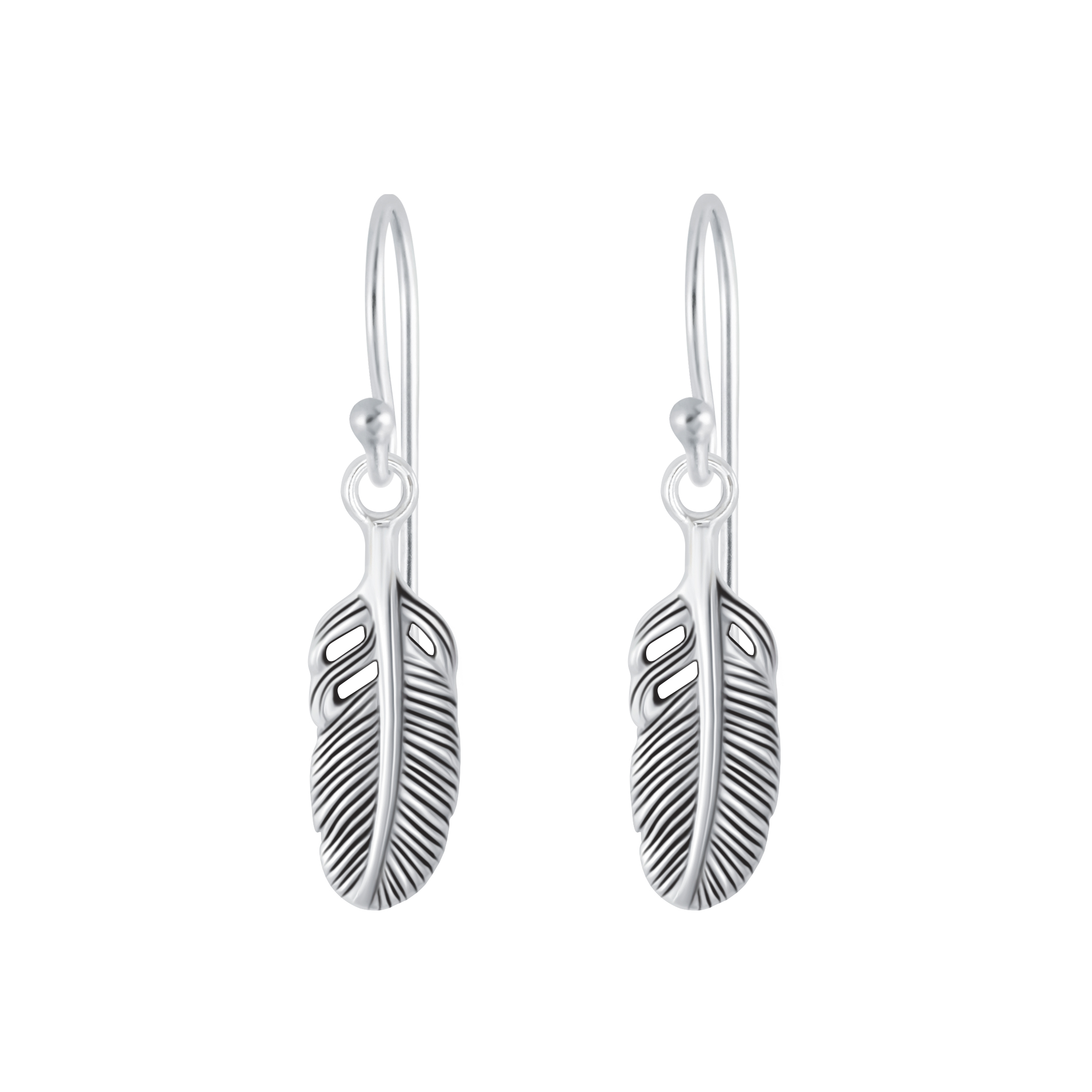 Feather sterling silver earrings