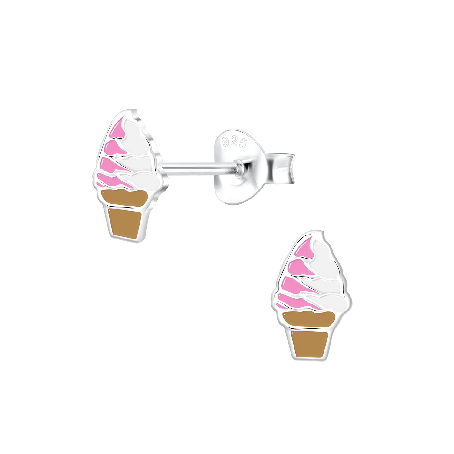 strawberry and vanilla ice cream cone stud earrings