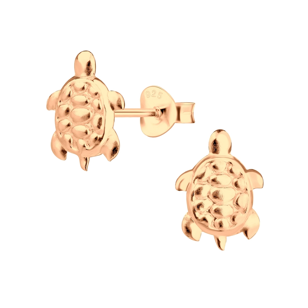 rose gold-plated turtle stud earrings
