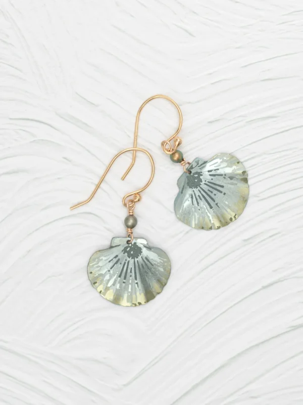 green sea shell earrings