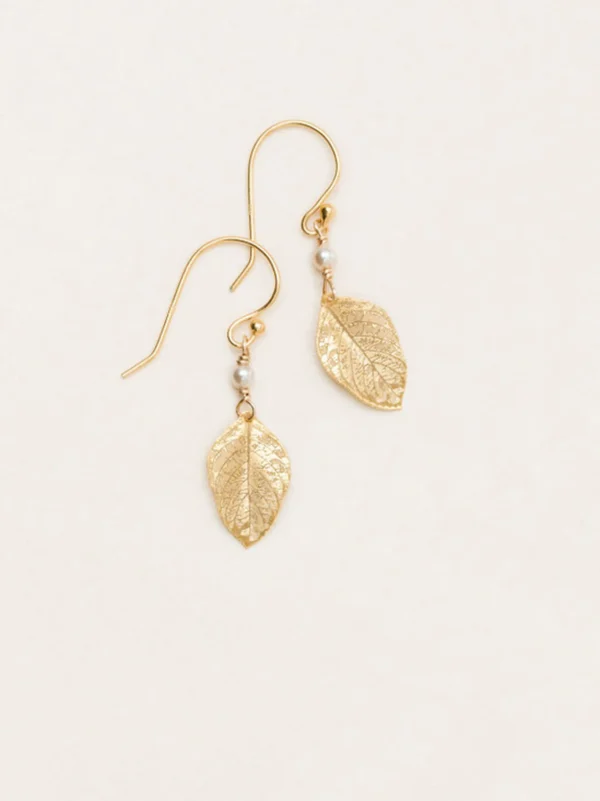 goldtone elm leaf earrings by Holly Yashi