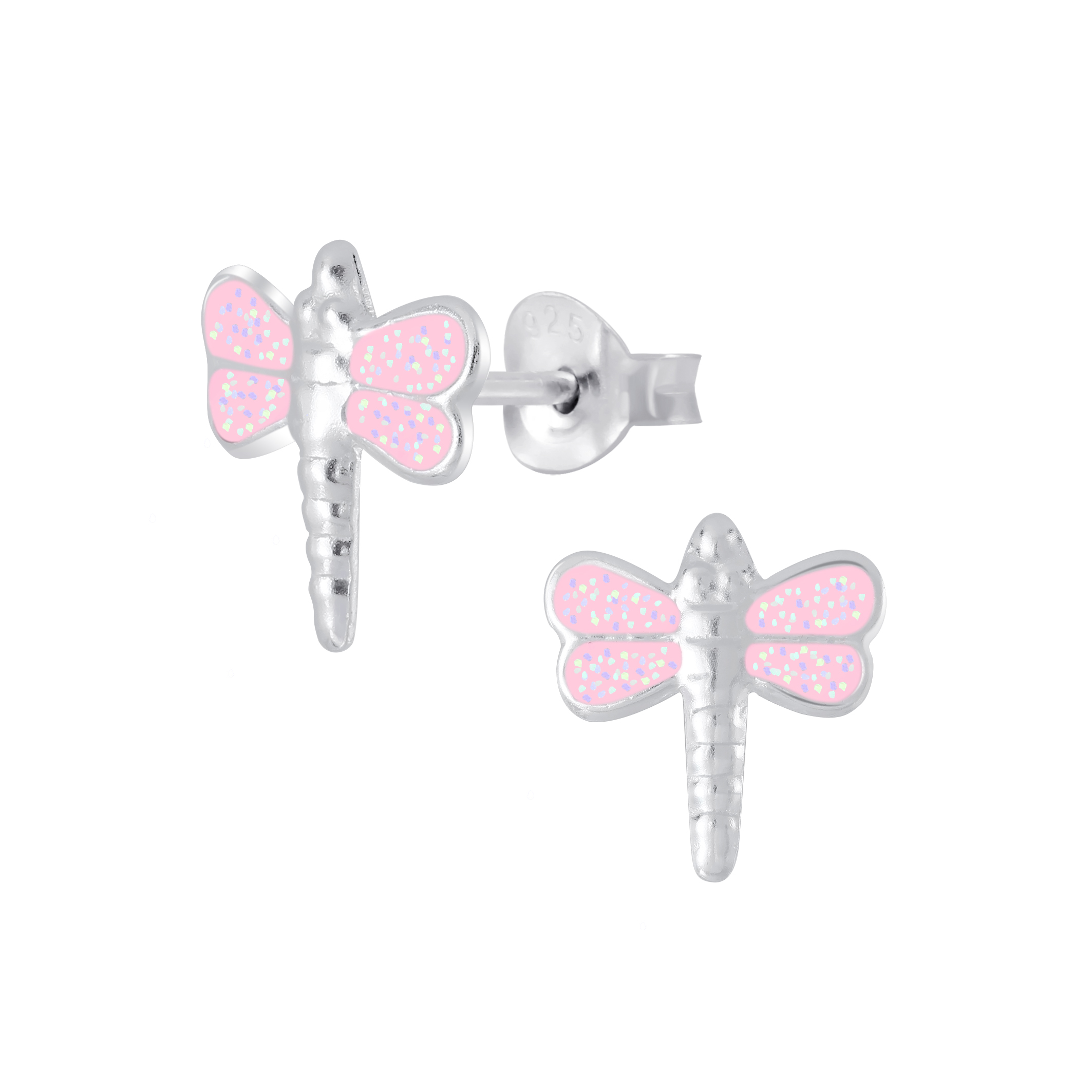 pale pink dragonfly stud earrings