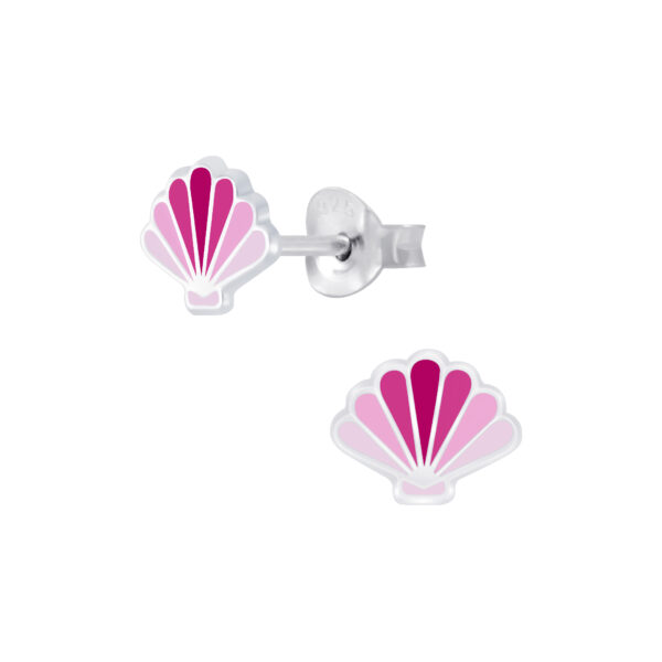 pink sea shell and sterling silver post earrings