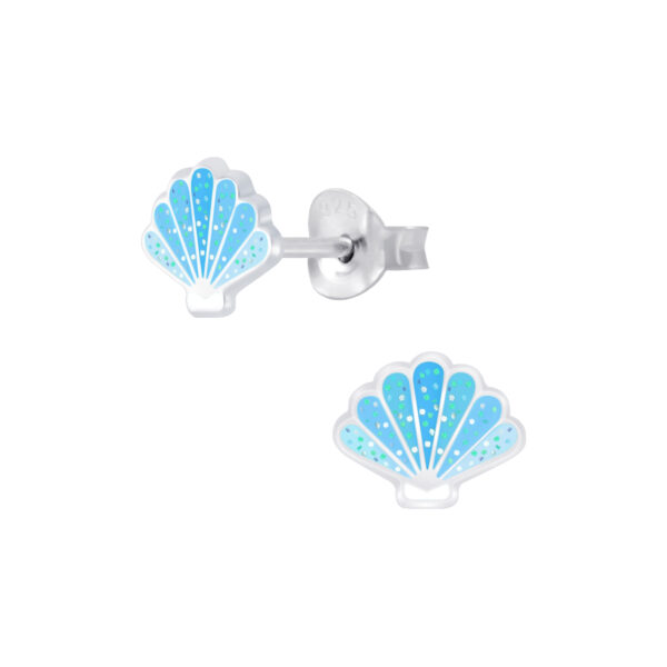 blue sea shell post earrings