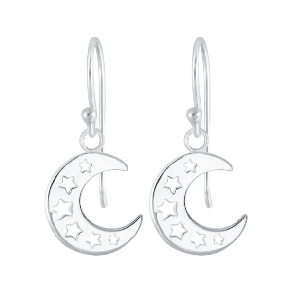 moon and star sterling silver earrings