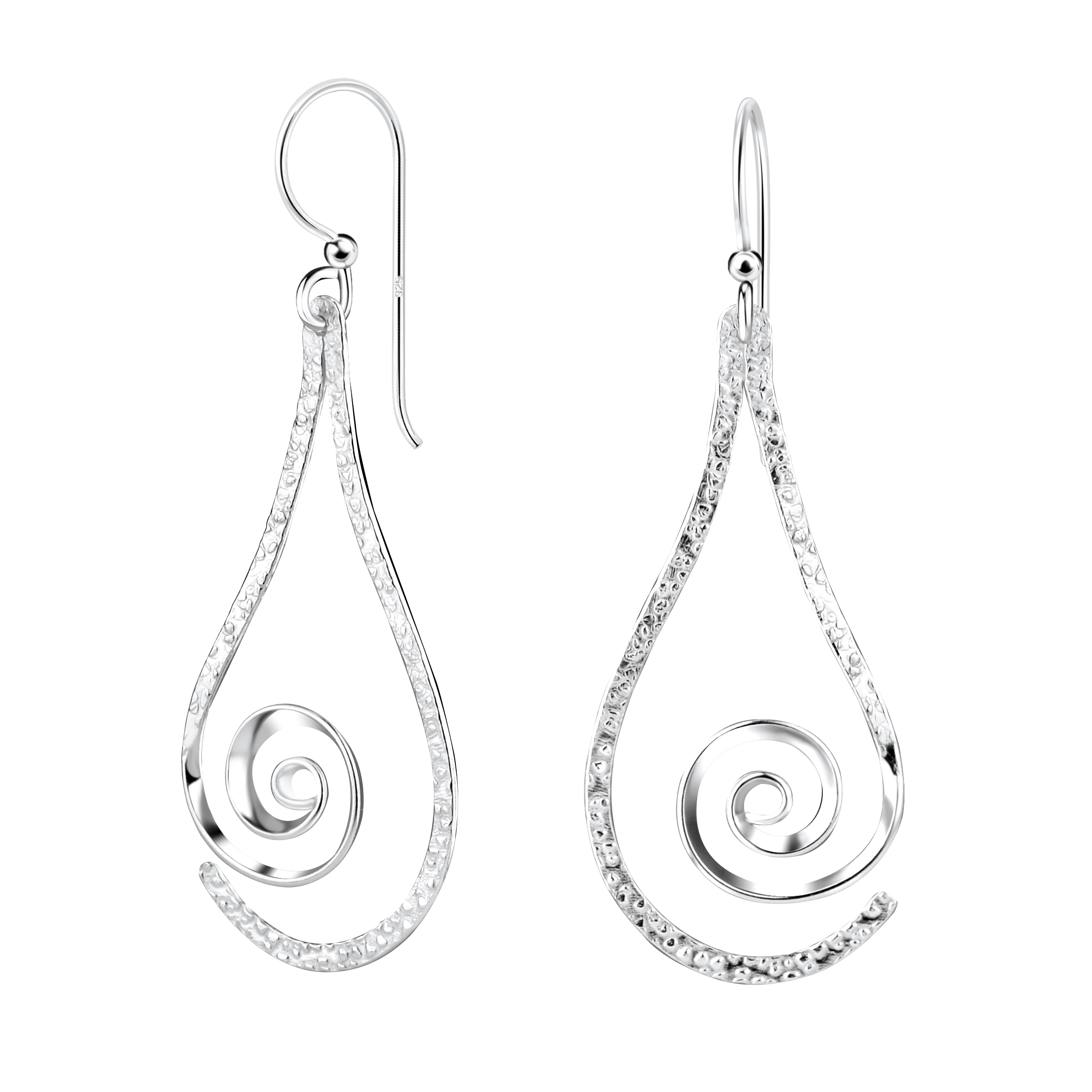 spiral drop earrings in nickel-free sterling silver