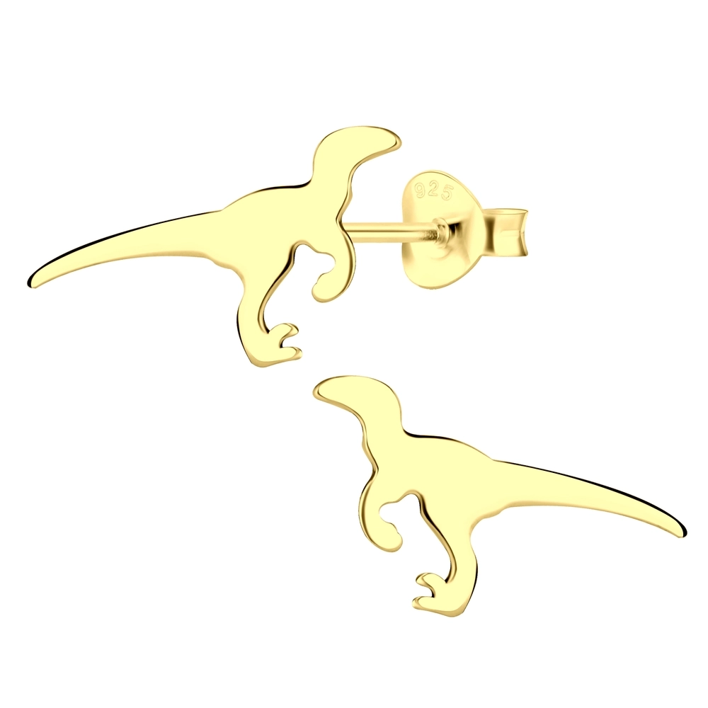 velociraptor gold-plated sterling silver stud earrings