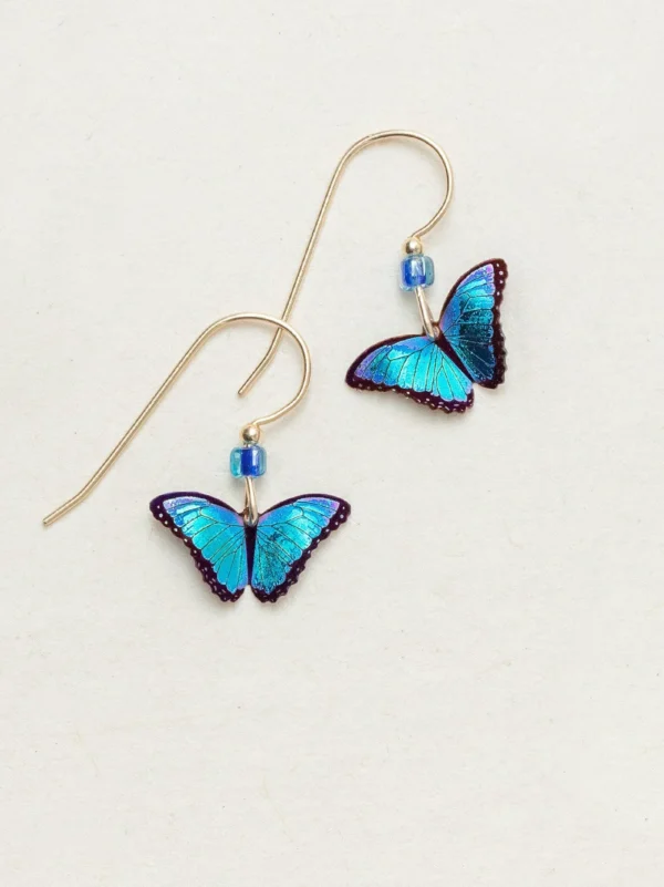 tiny blue butterfly earrings by jewelry designer Holly Yashi