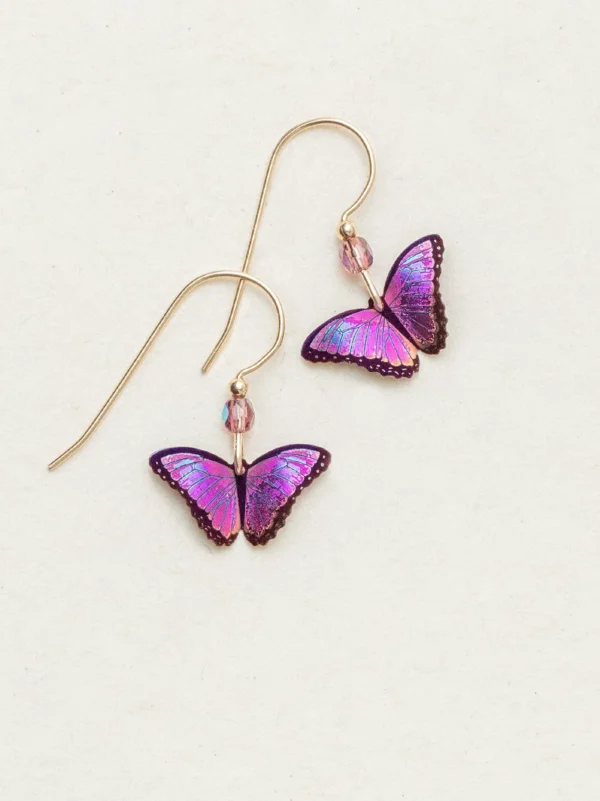 petite purple butterfly earrings