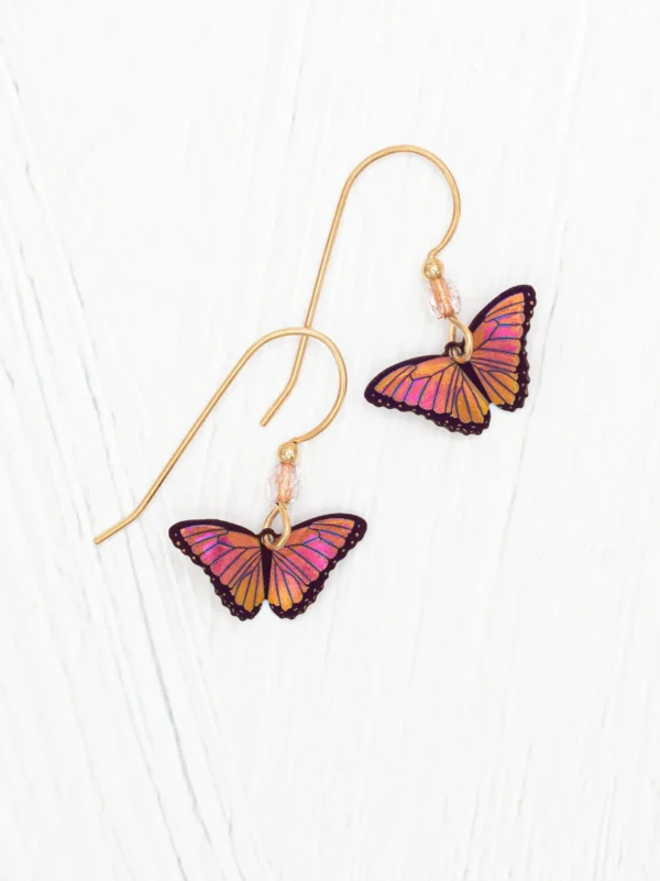 pink and peach petite butterfly earrings