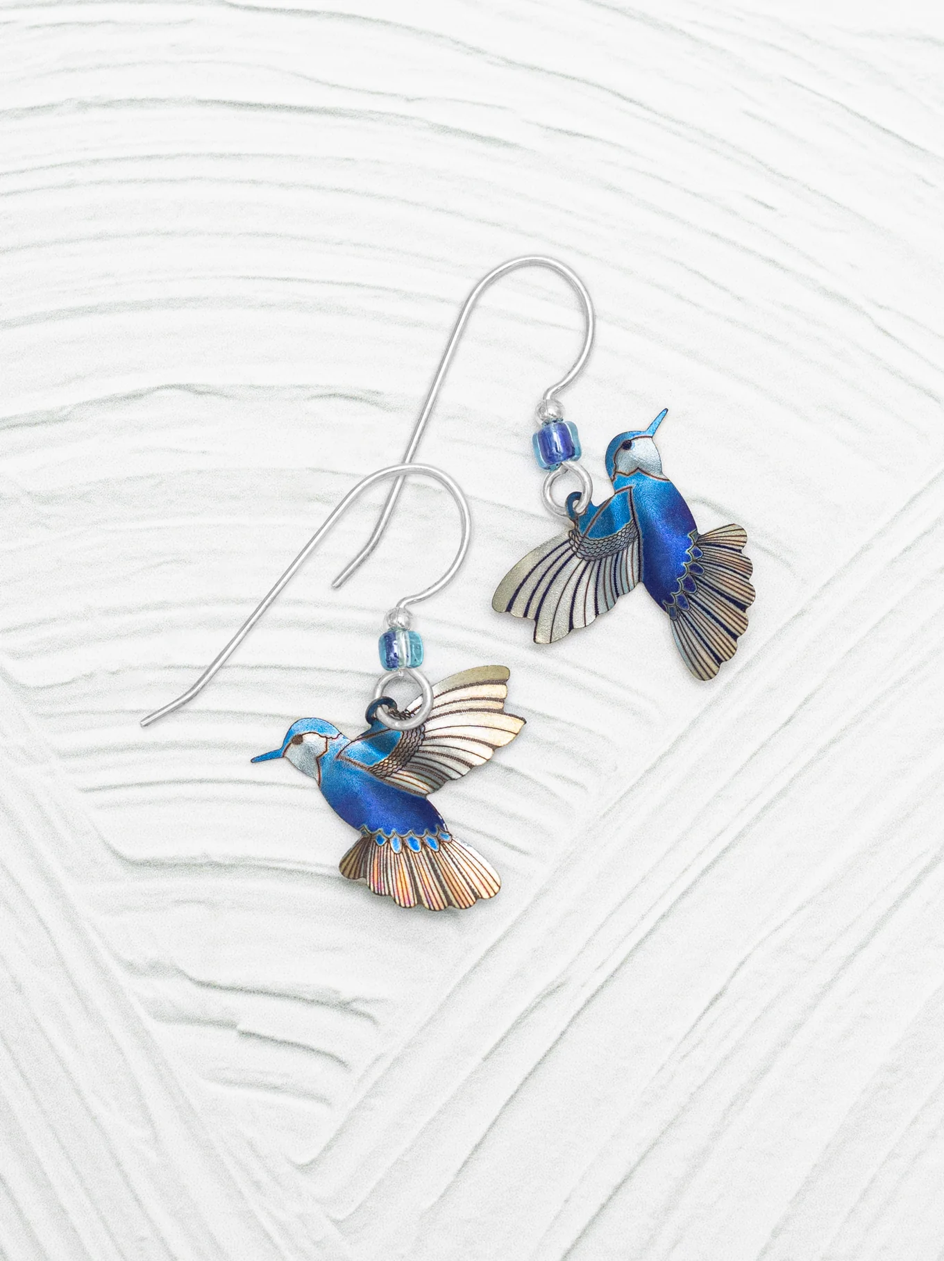 handmade blue hummingbird earrings by Holly Yashi