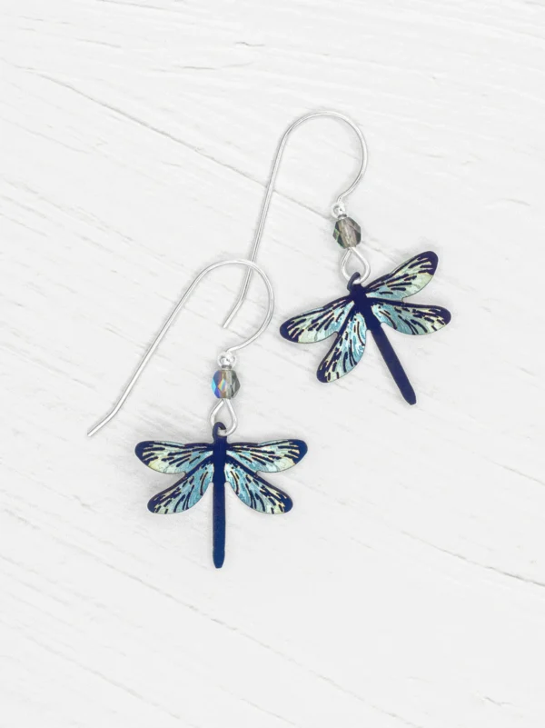 blue dragonfly earrings by jewelry artisan Holly Yashi