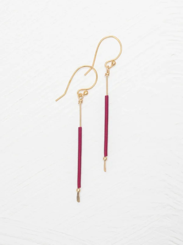 red minimalist stick earrings