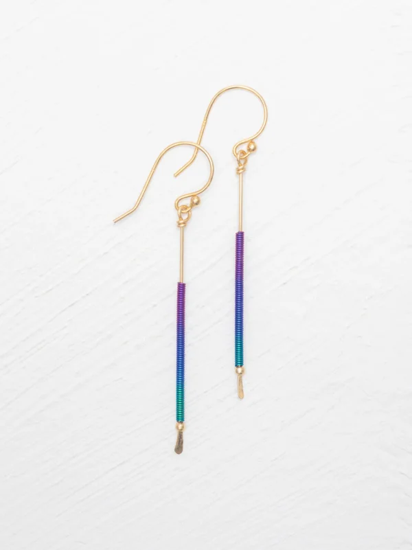 Long Purple and Teal Stick Earrings by Holly Yashi