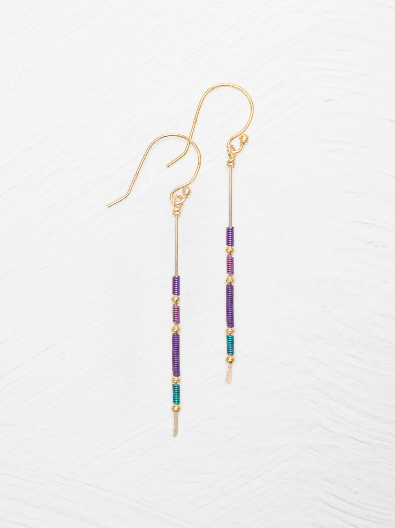 purple multicolor stick earrings
