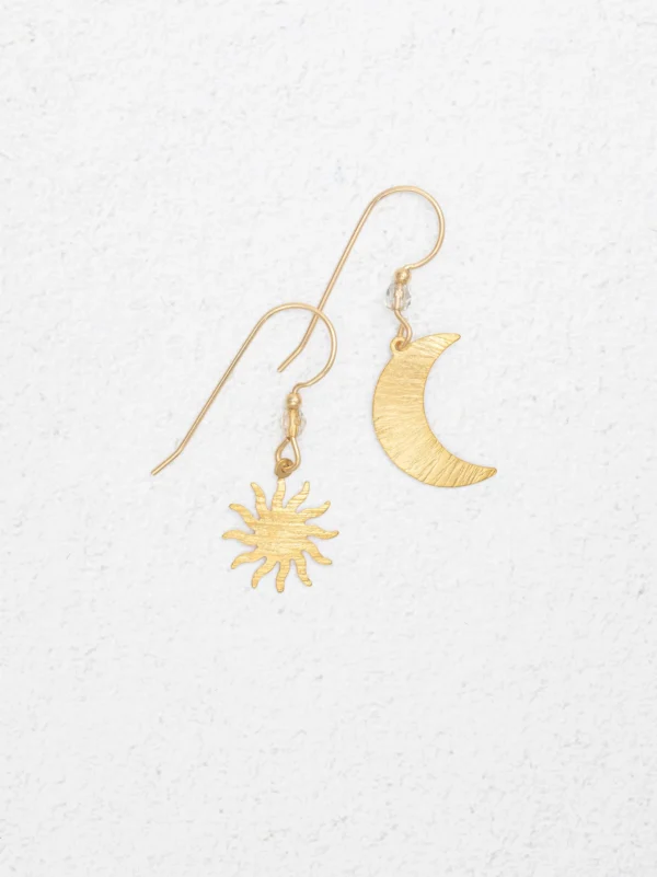 goldtone sun and moon earrings