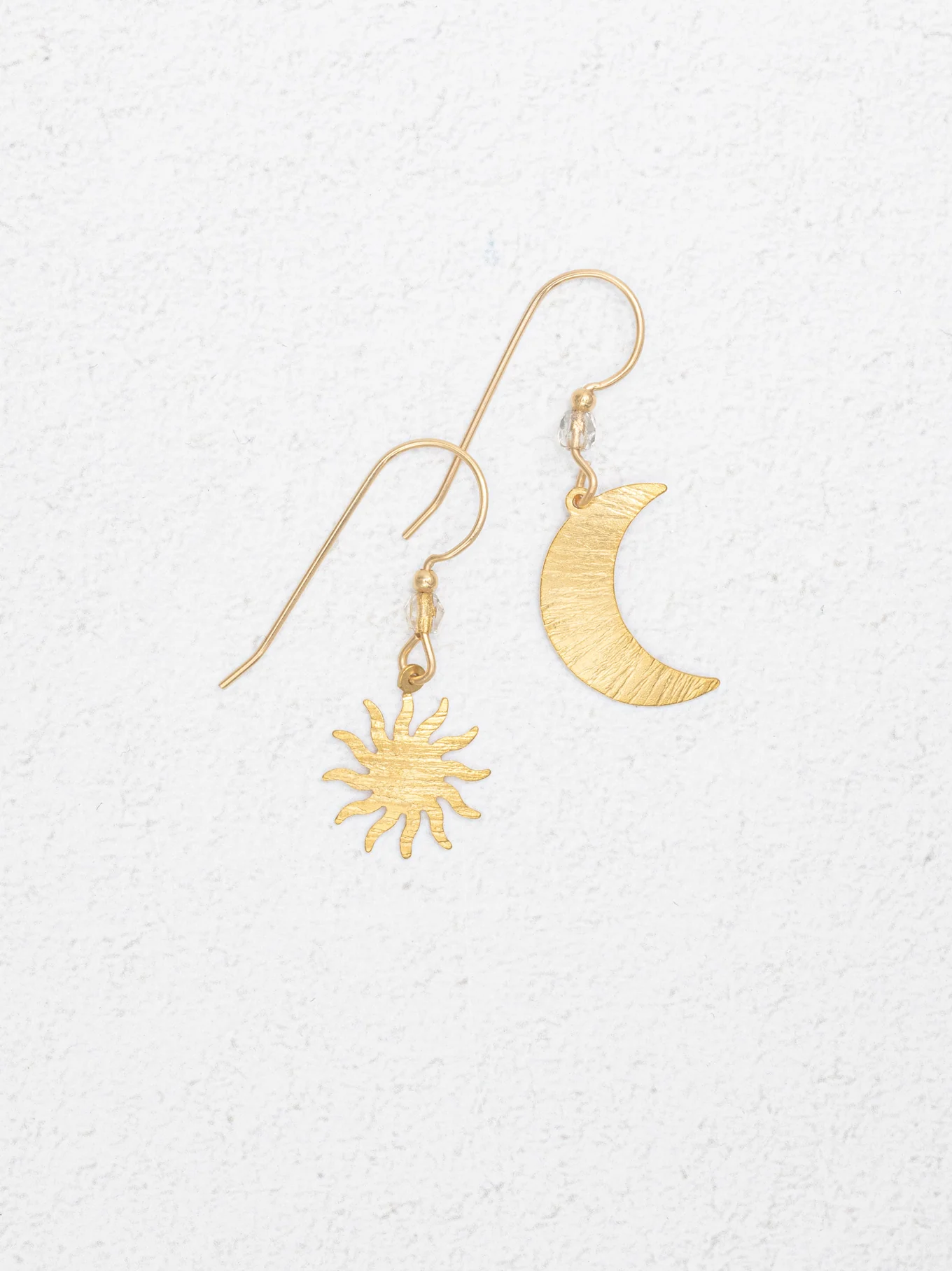 goldtone sun and moon earrings