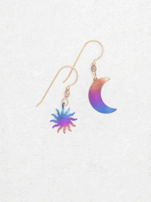 multicolor sun and moon earrings