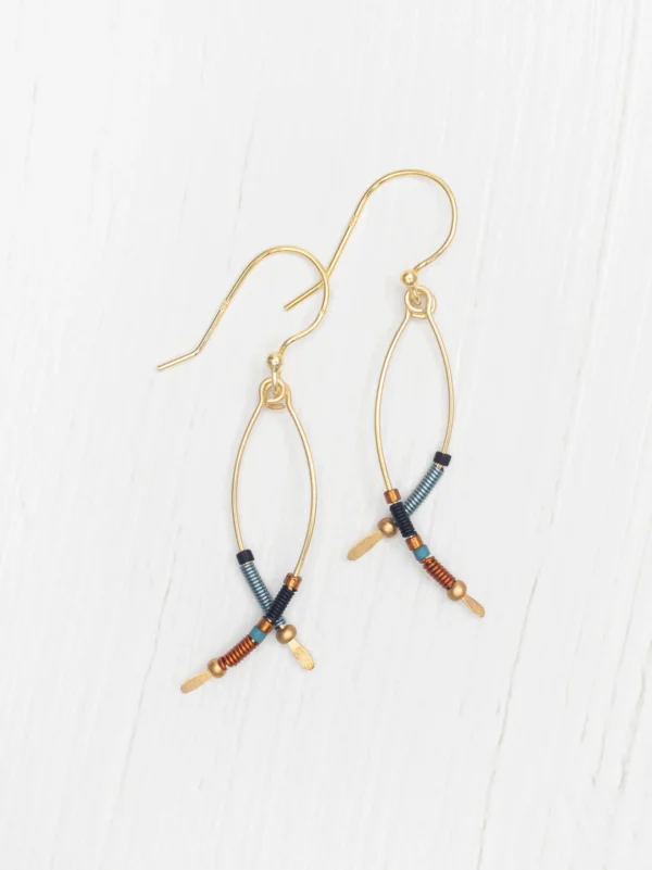 Brown and Blue Modern Beaded earrings by Holly Yashi