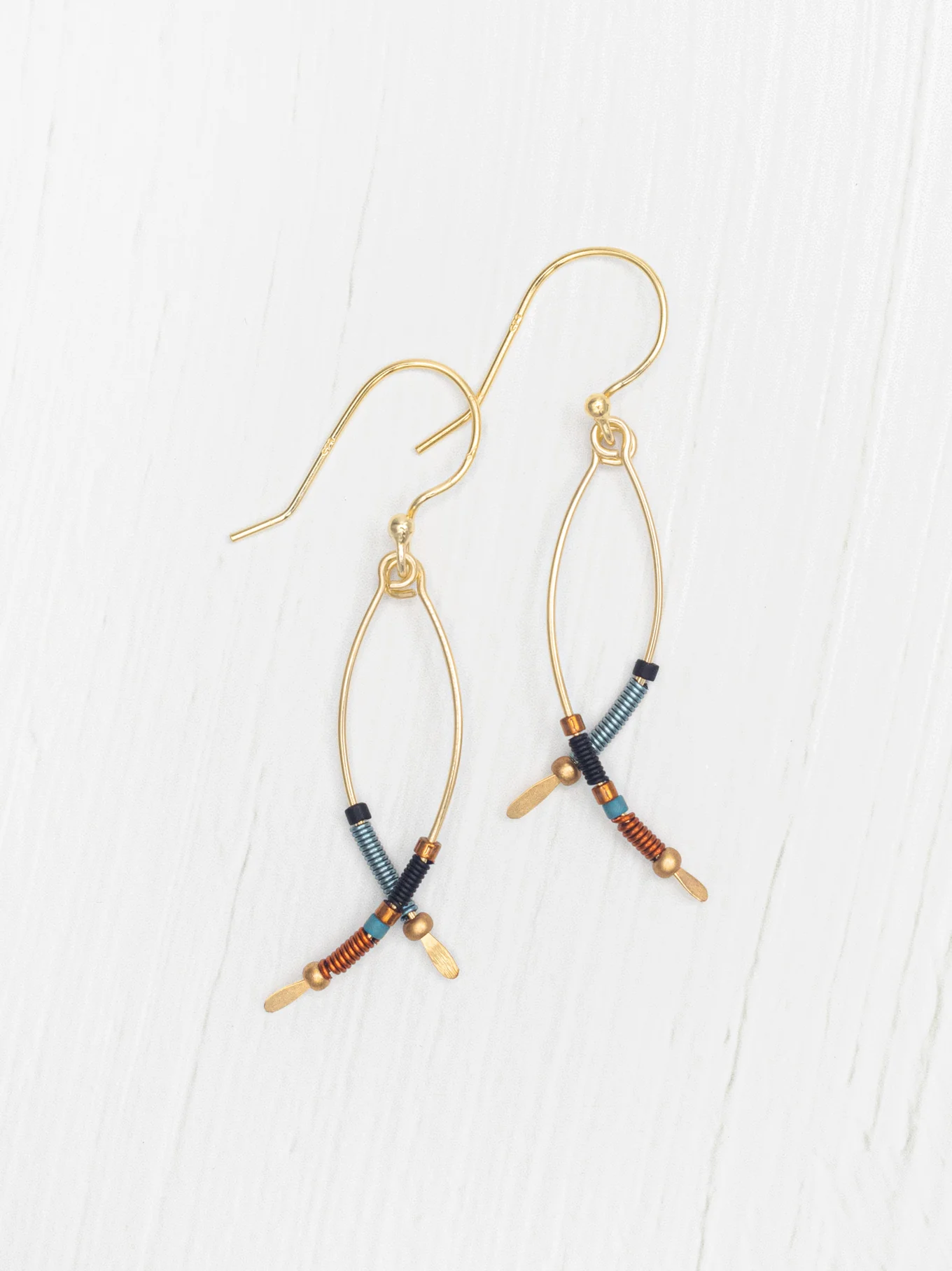 Brown and Blue Modern Beaded earrings by Holly Yashi