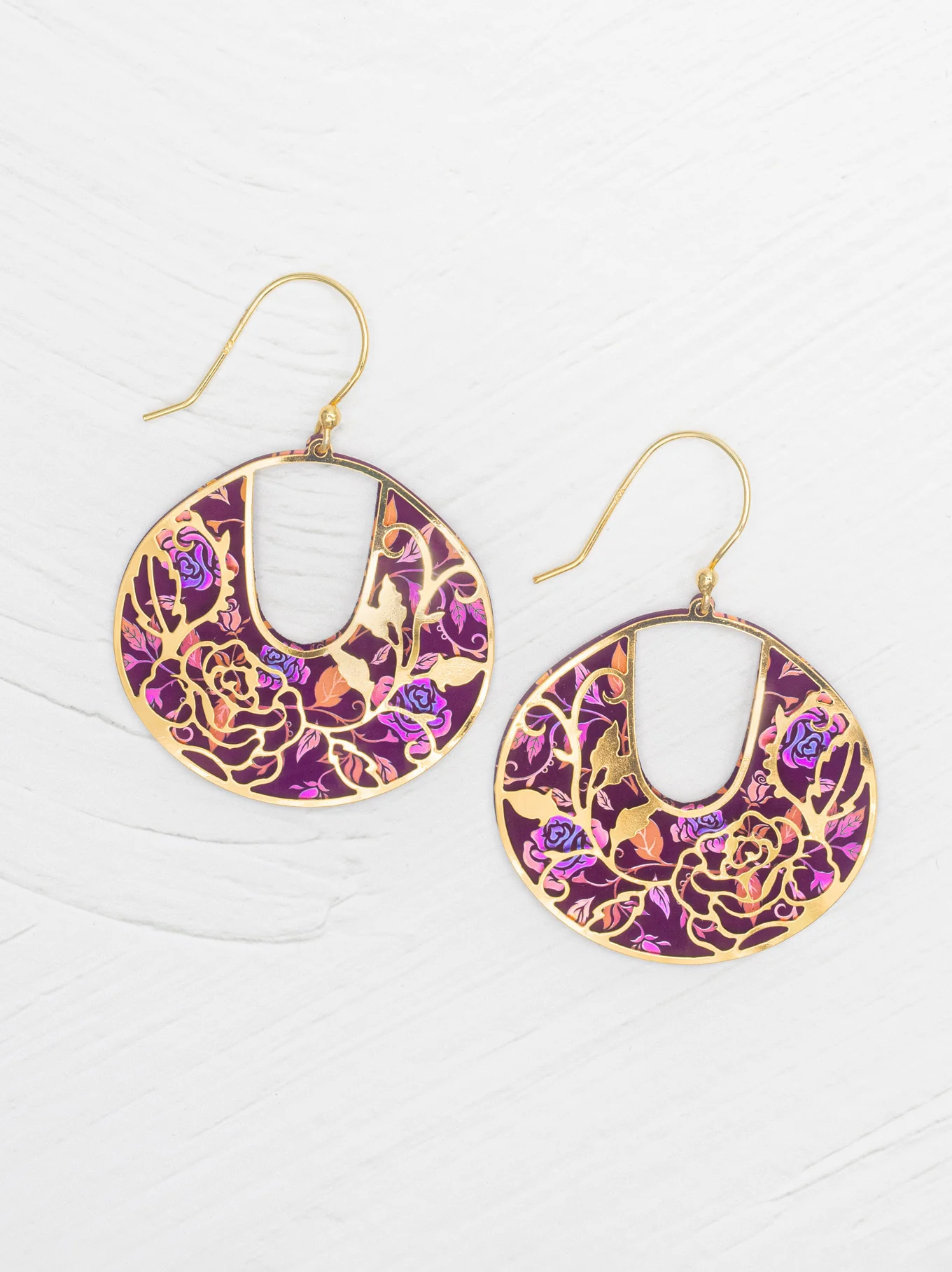 burgundy rose earrings by Holly Yashi