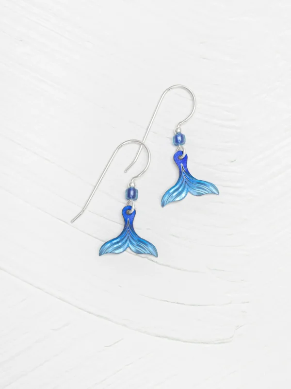 blue whale tail earrings