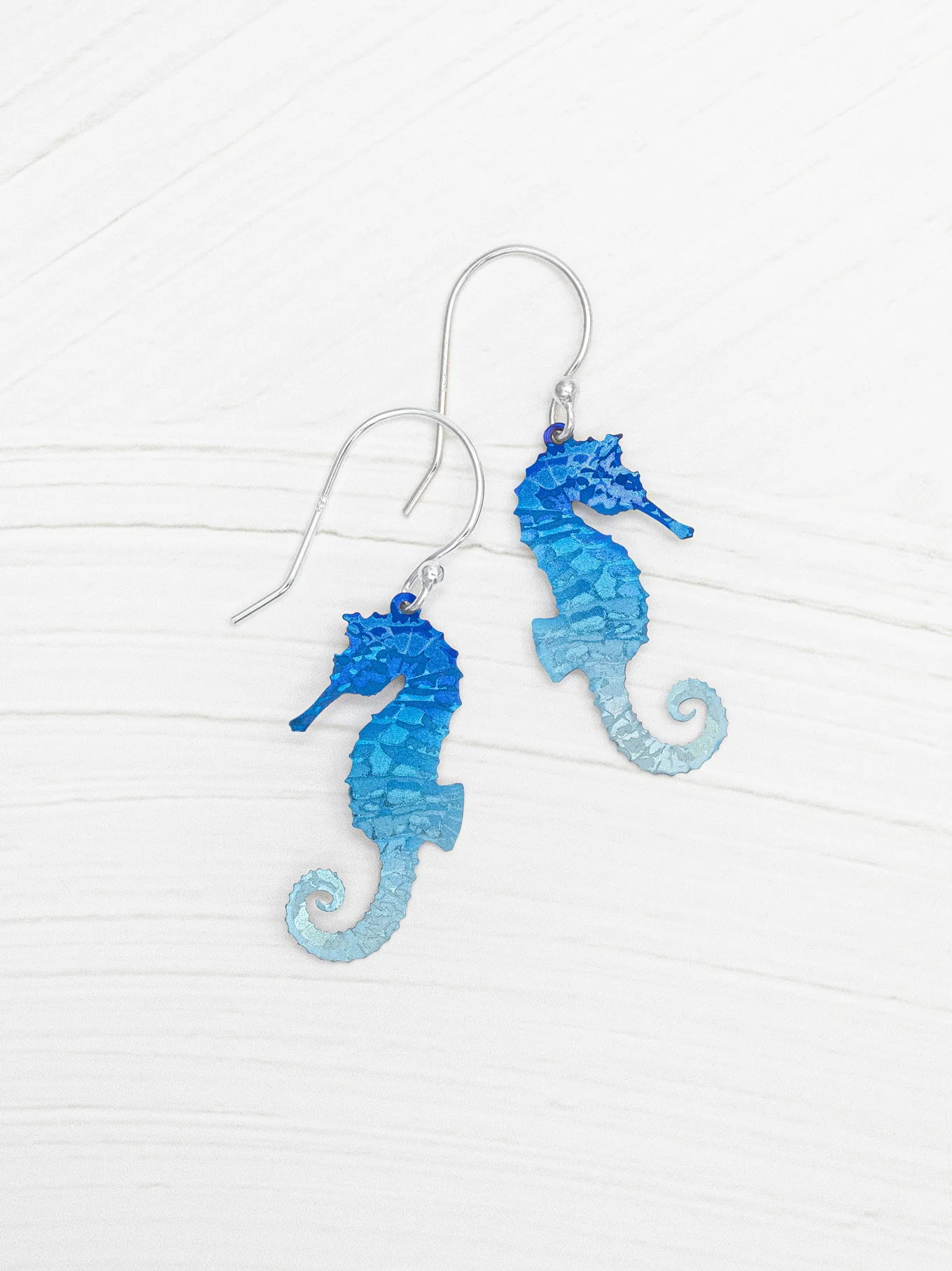 blue seahorse earrings by jewelry designer Holly Yashi