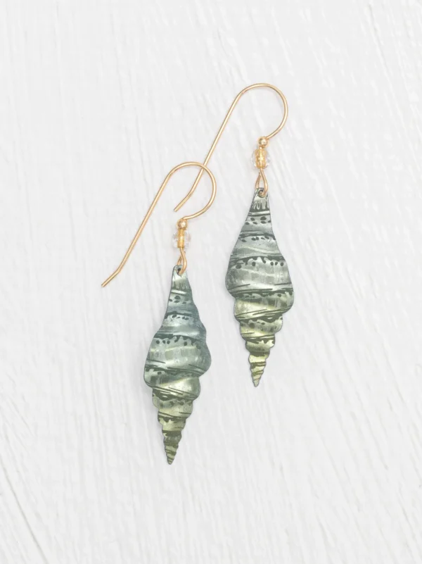 light green triton sea shell earrings by jewelry designer Holly Yashi