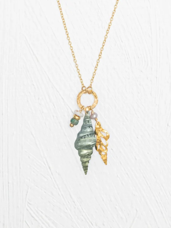 long triton shell necklace close-up