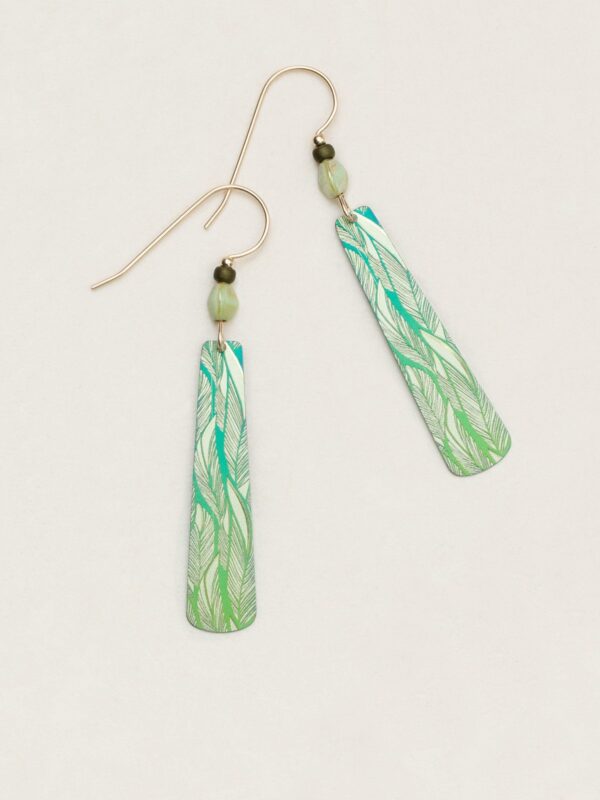 green drop earrings by Holly Yashi