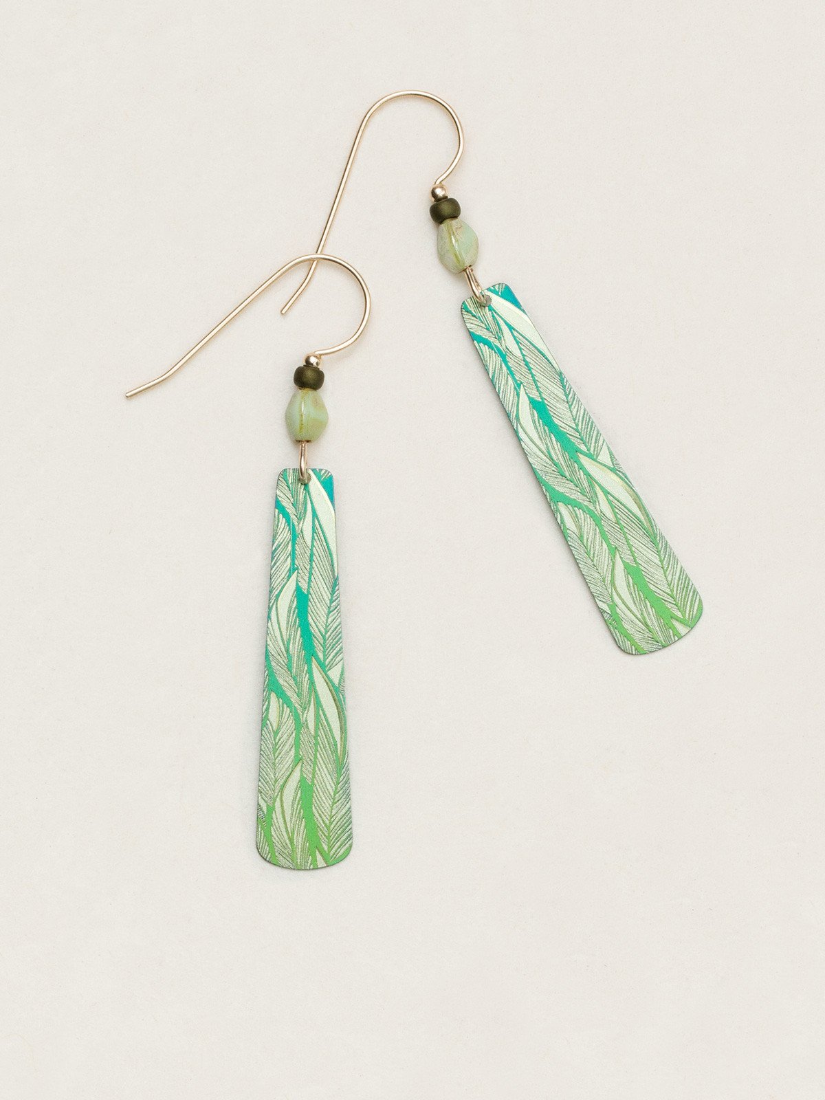 green drop earrings by Holly Yashi