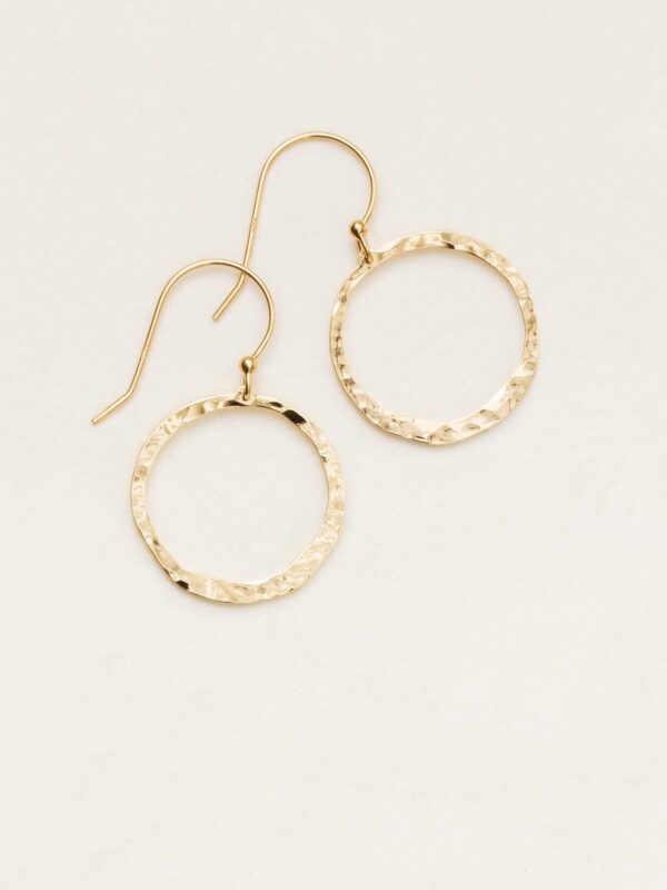 hammered goldtone circle earrings by Holly Yashi