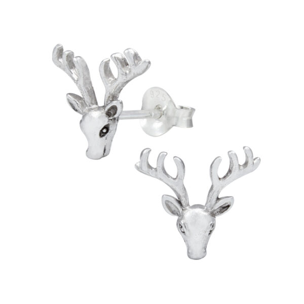 deer with antlers sterling silver post earrings