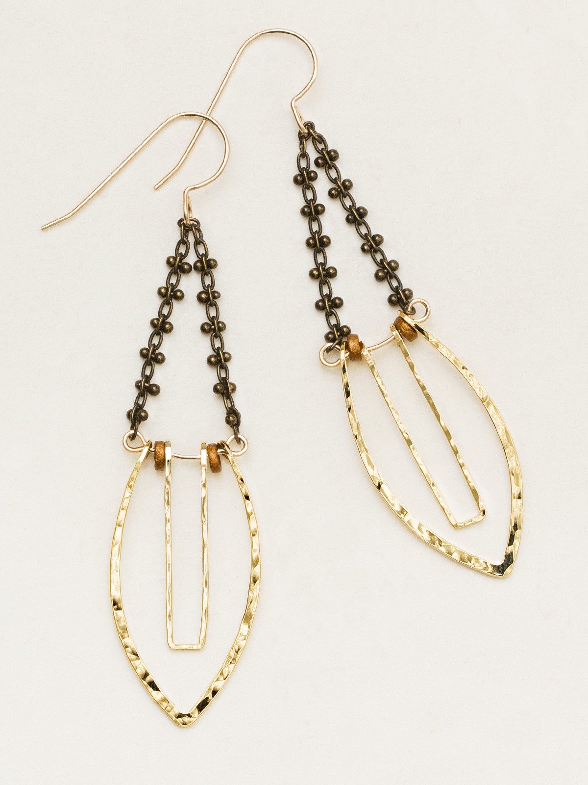 Handmade Goldtone and brown Statement earrings by Holly Yashi