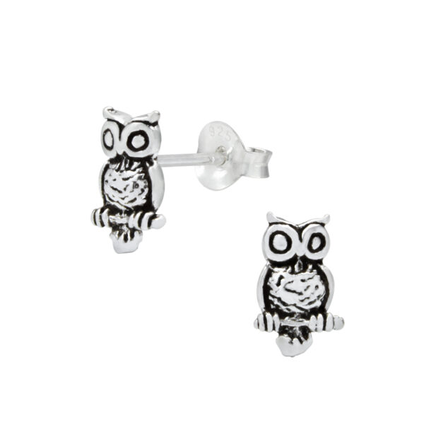 owl sterling silver post earrings