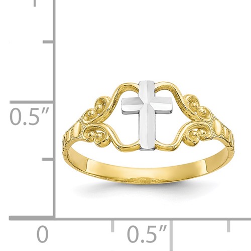 2-tone 10K gold cross ring