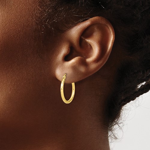 10k yellow gold 20 MM textured hoop earrings