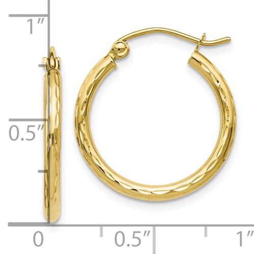 10k yellow gold 20 MM textured hoop earrings