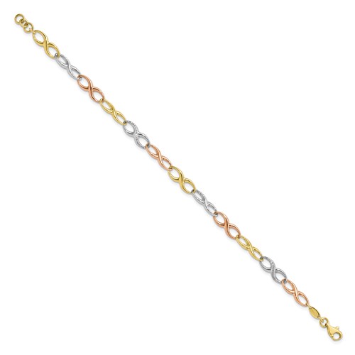infinity link tri-color 10K gold bracelet