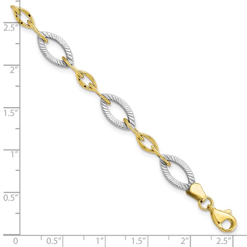 7.5 inch 10K white and yellow gold bracelet