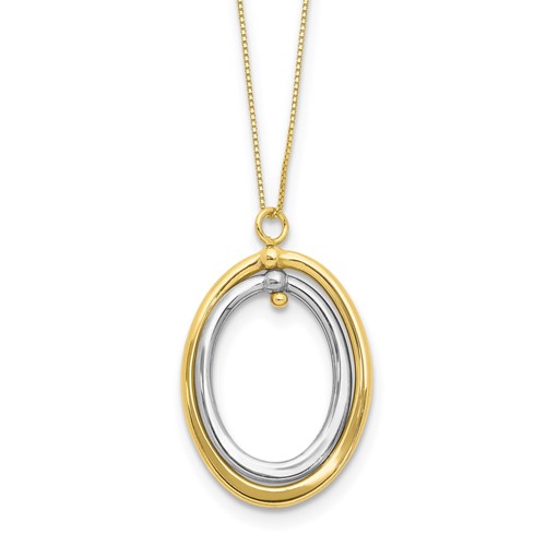 10k gold yellow and white two-tone oval necklace