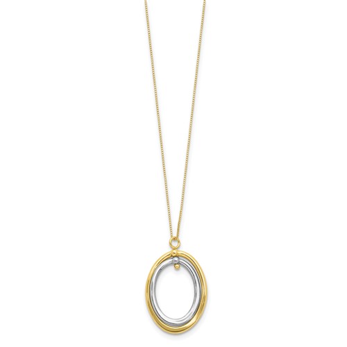 10k white and yellow gold oval necklace