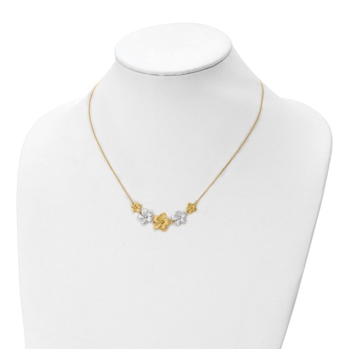 tropical flower two-tone necklace on neck form