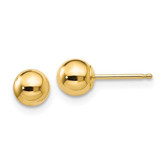 5 MM 10K yellow gold ball stud earrings