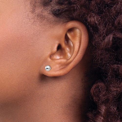 5 MM white gold ball stud earrings on model