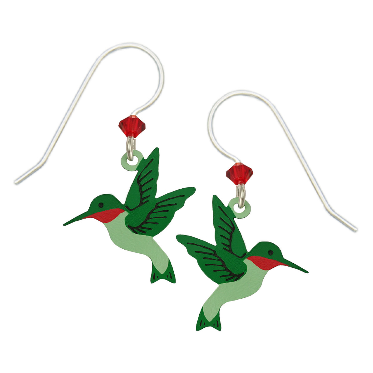 red and green hummingbird earrings