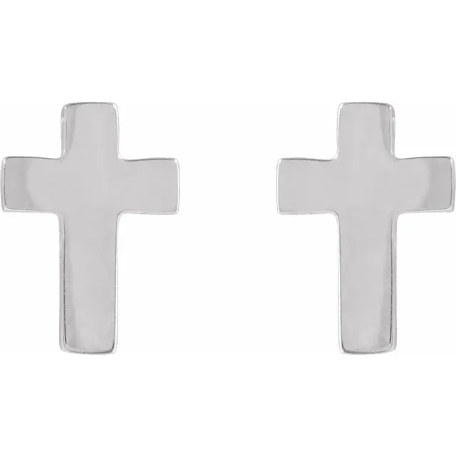 white gold cross stud earrings