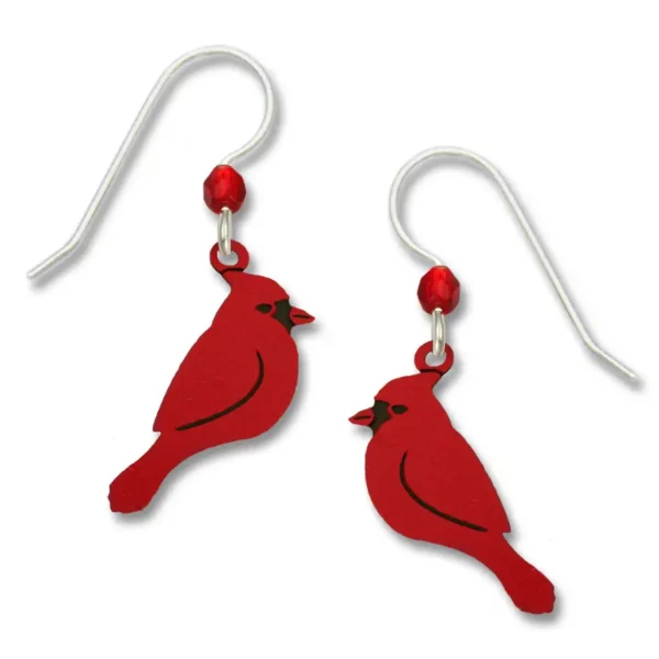 cardinal earrings with sterling silver ear-wires