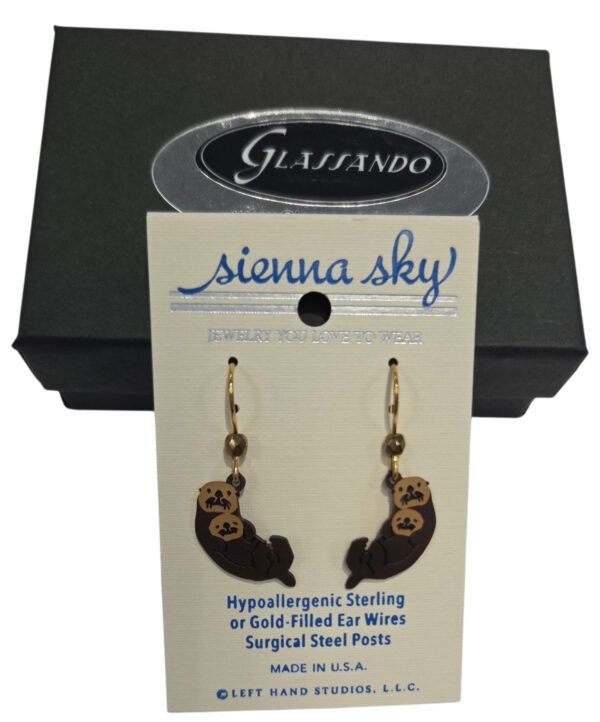 Mother and child sea otter earrings